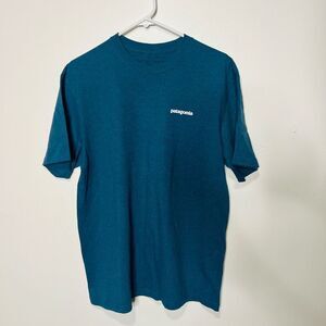 Patagonia Men’s Mountain Logo Teal Blue T-Shirt Medium